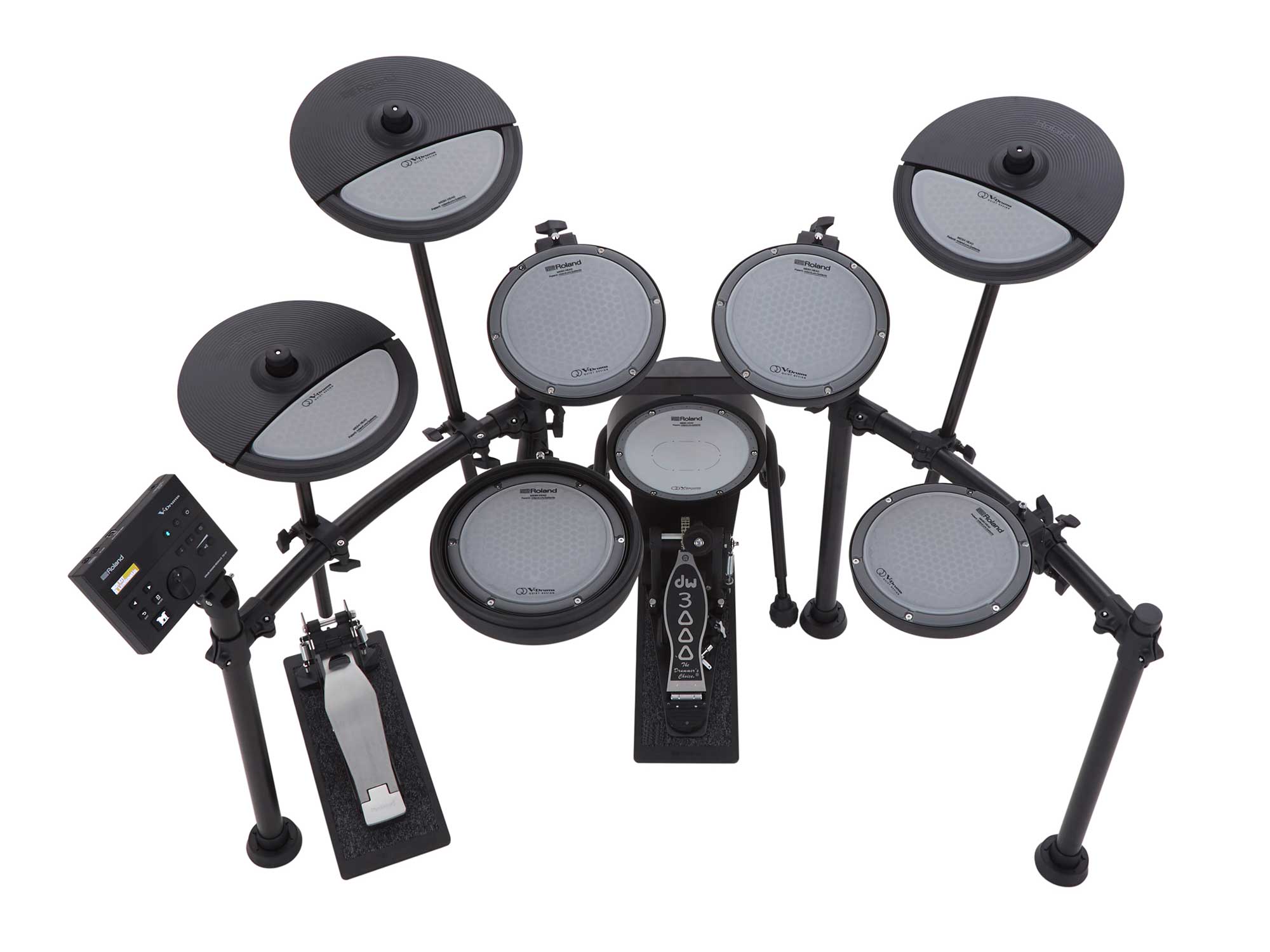 Top-down rear view of Roland VQD106 electronic drum set