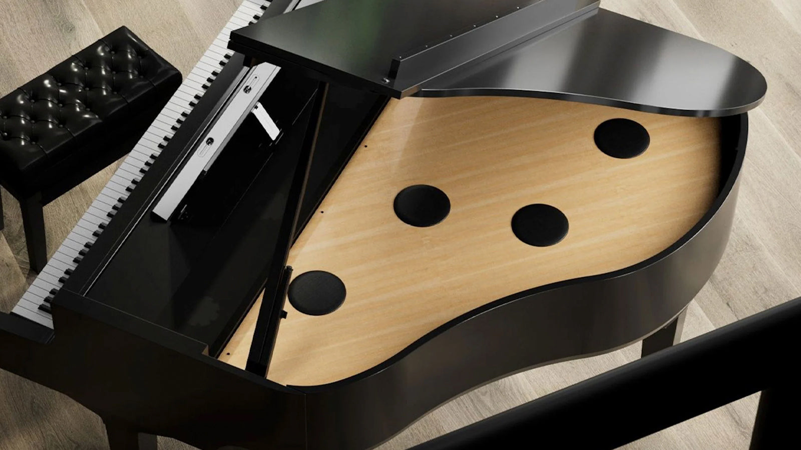 Overhead shot of the Roland GP-9 digital grand piano