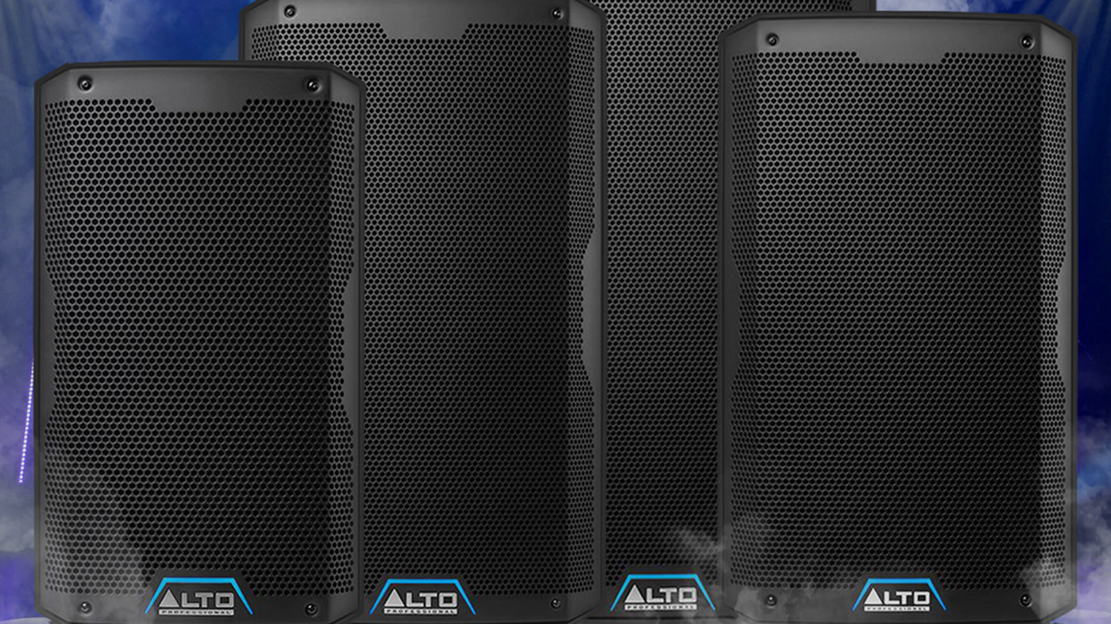 A row of Alto Professional speakers