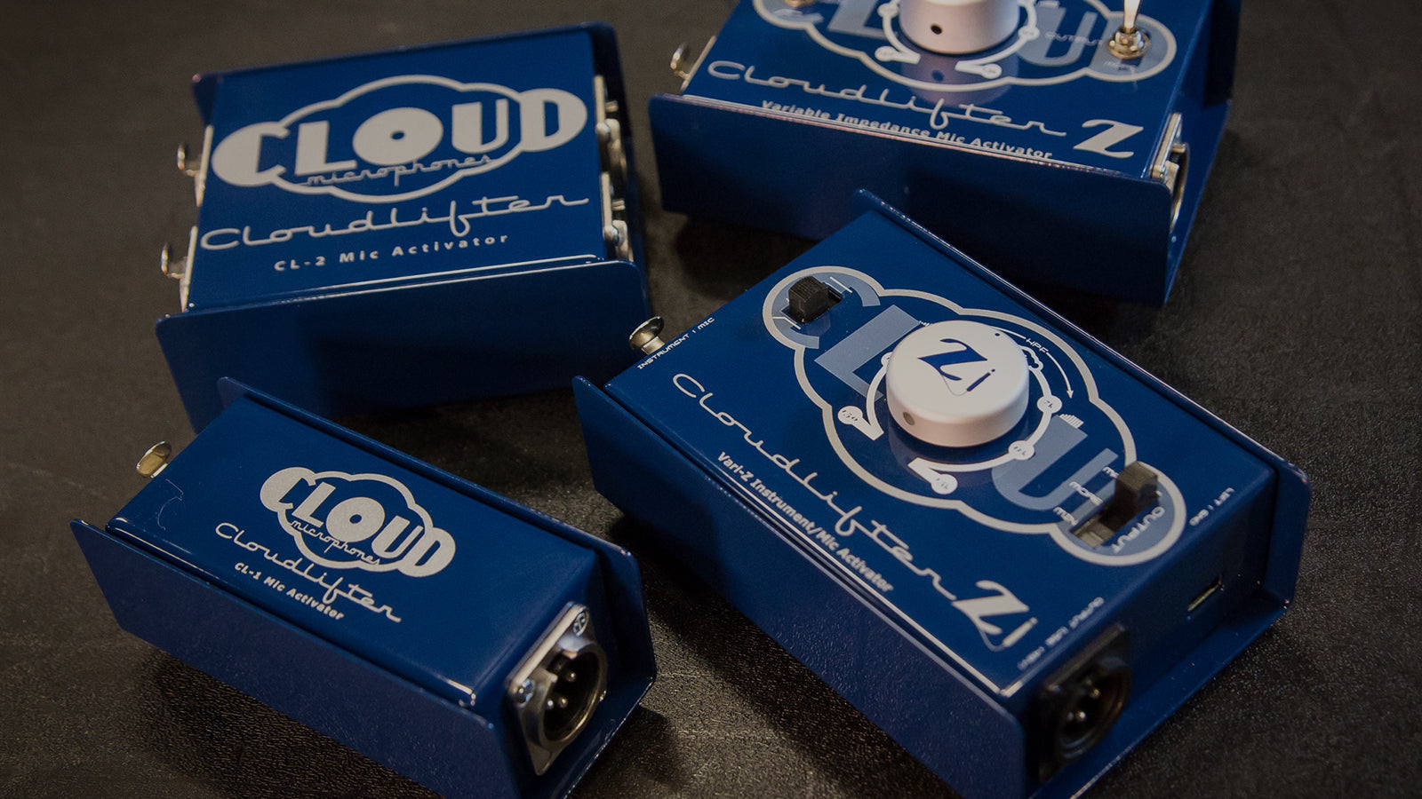 A group of Cloud Lifters on a road case