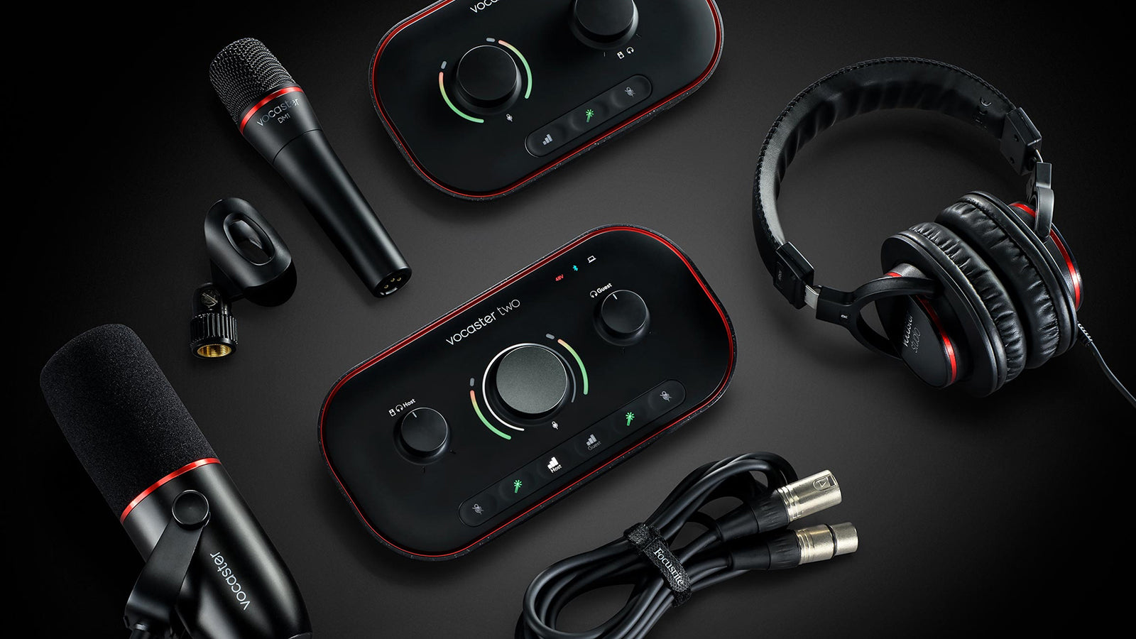 A collection of Focusrite Vocaster products
