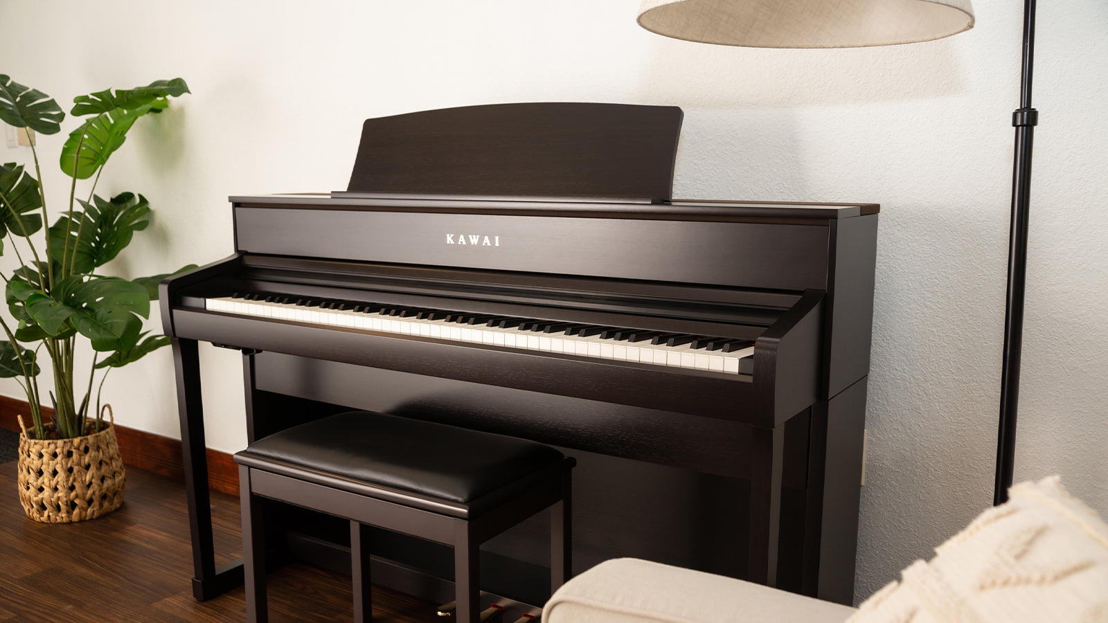 A Kawai CA701 in a stylish living room
