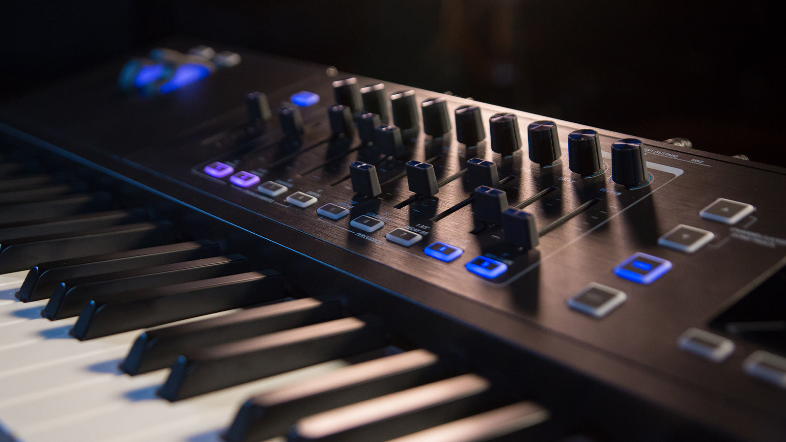 A Kurzweil stage piano in a studio setting