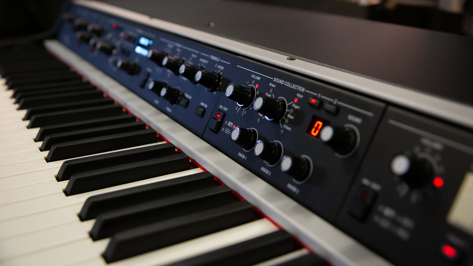 A Viscount keyboard in a recording studio