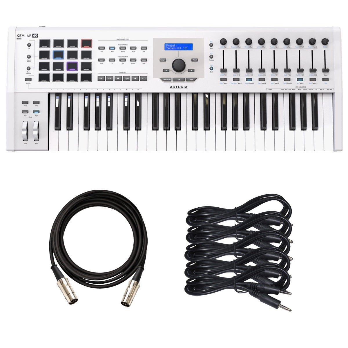 Arturia KeyLab MkII 49 MIDI/USB/CV Controller - White CABLE KIT