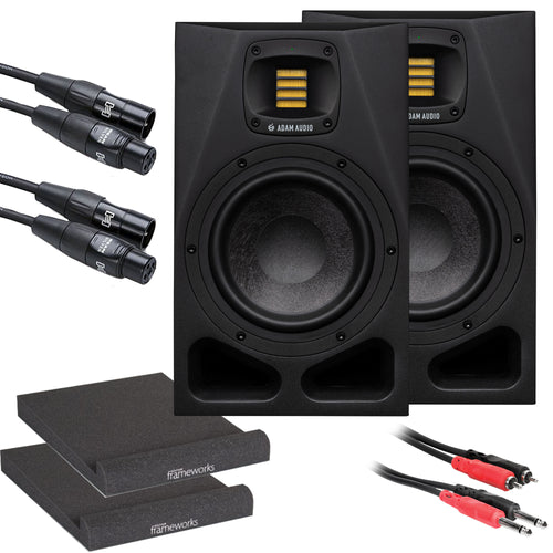 Collage image of the ADAM Audio A7V 7" Active Studio Monitor Speaker STUDIO KIT