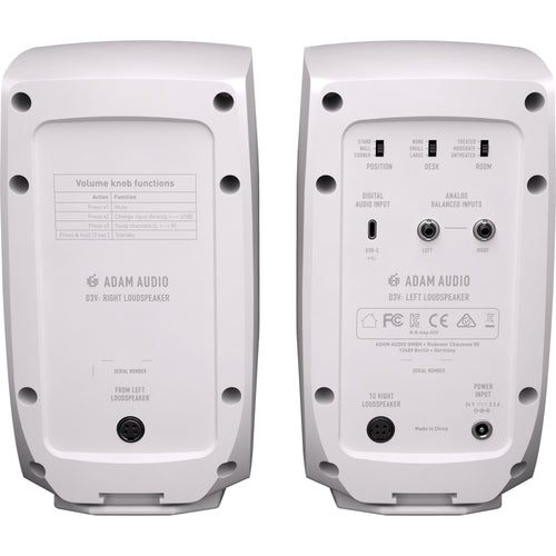 ADAM Audio D3V Desktop Monitors - White View 2