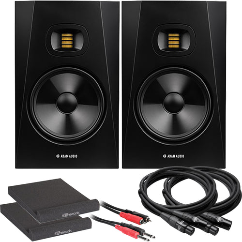 Collage of items in the ADAM Audio T8V 8" Active Studio Monitor Speaker STUDIO KIT