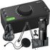 Collage showing components in Audient Evo 4 2in/2out USB-C Audio Interface PODCASTING PAK