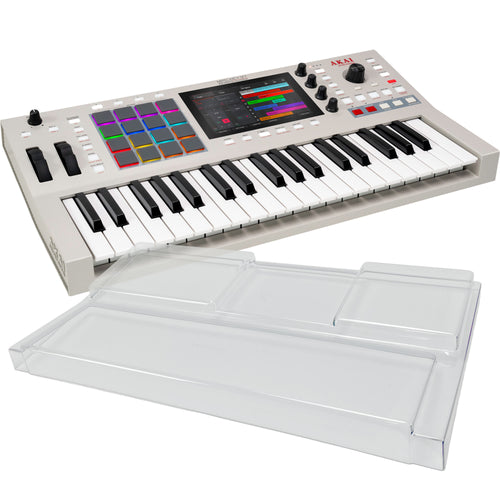 Collage showing components in Akai Professional MPC Key 37 G2 Music Production Center Keyboard DECKSAVER KIT