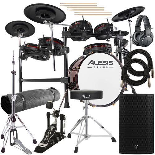 Collage image of the Alesis Strata Prime Electronic Drum Set COMPLETE DRUM BUNDLE