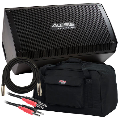 Collage image of the Alesis Strike Amp 12 MKII Powered Drum Amplifier CARRY BAG KIT