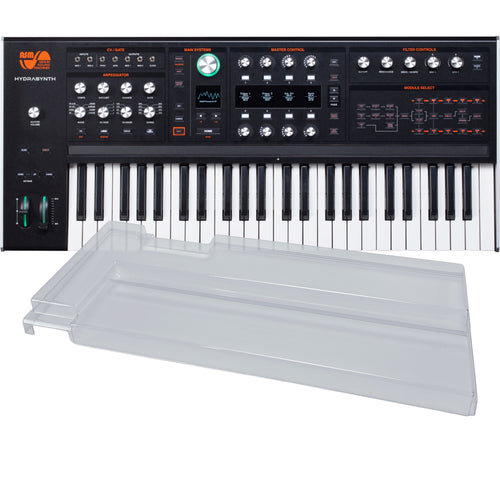 Collage showing components in ASM Hydrasynth Keyboard Polyphonic Wavemorphing Synthesizer DECKSAVER KIT