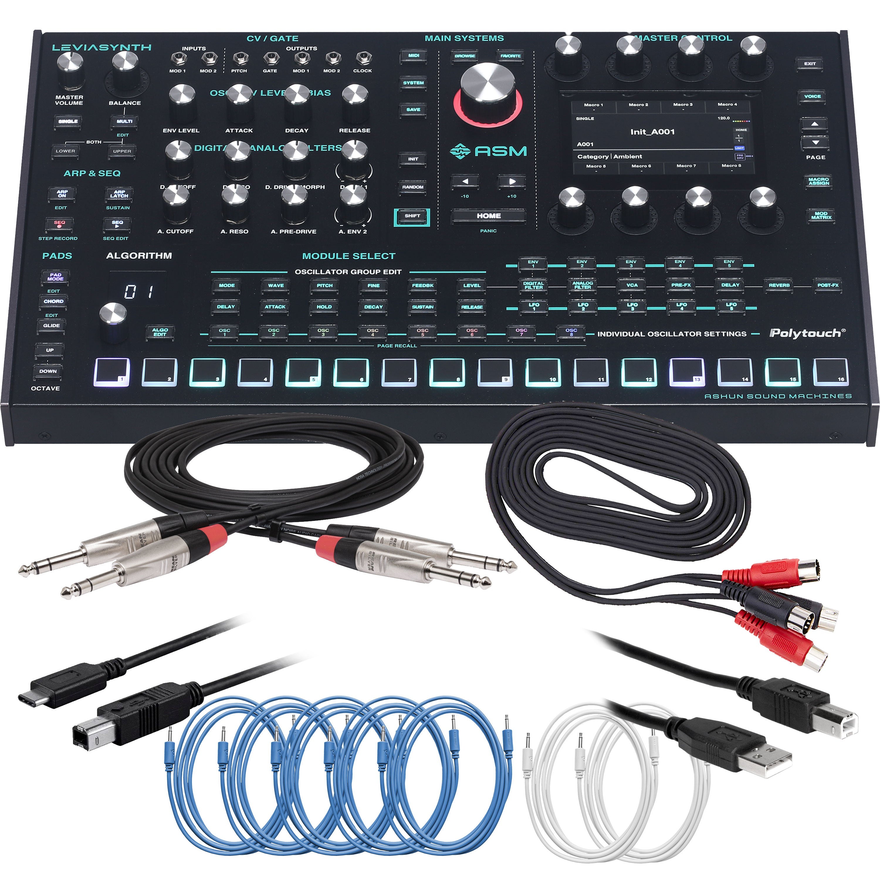 ASM Leviasynth Desktop 16-Voice Algorithmic Synthesizer CABLE KIT