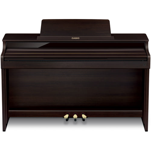 Casio Celviano AP-550 Digital Piano - Brown - front view with key cover closed
