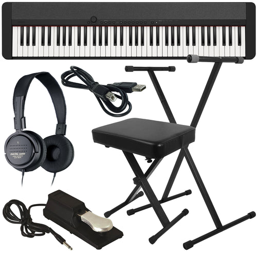 Collage of the Casio Casiotone CT-S1-76 Portable Keyboard - Black KEY ESSENTIALS BUNDLE