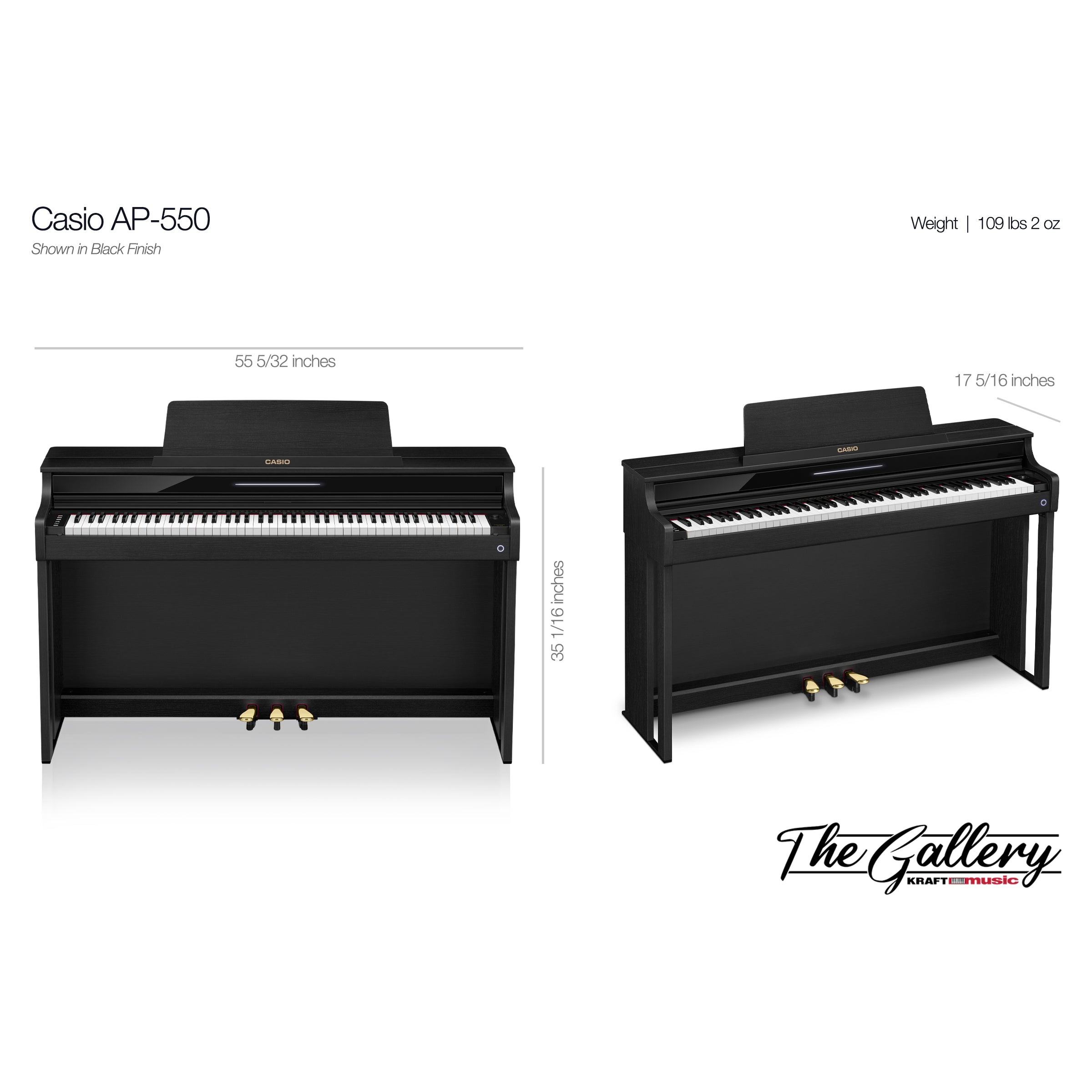 Casio Celviano AP-550 Digital Piano - Black – Kraft Music