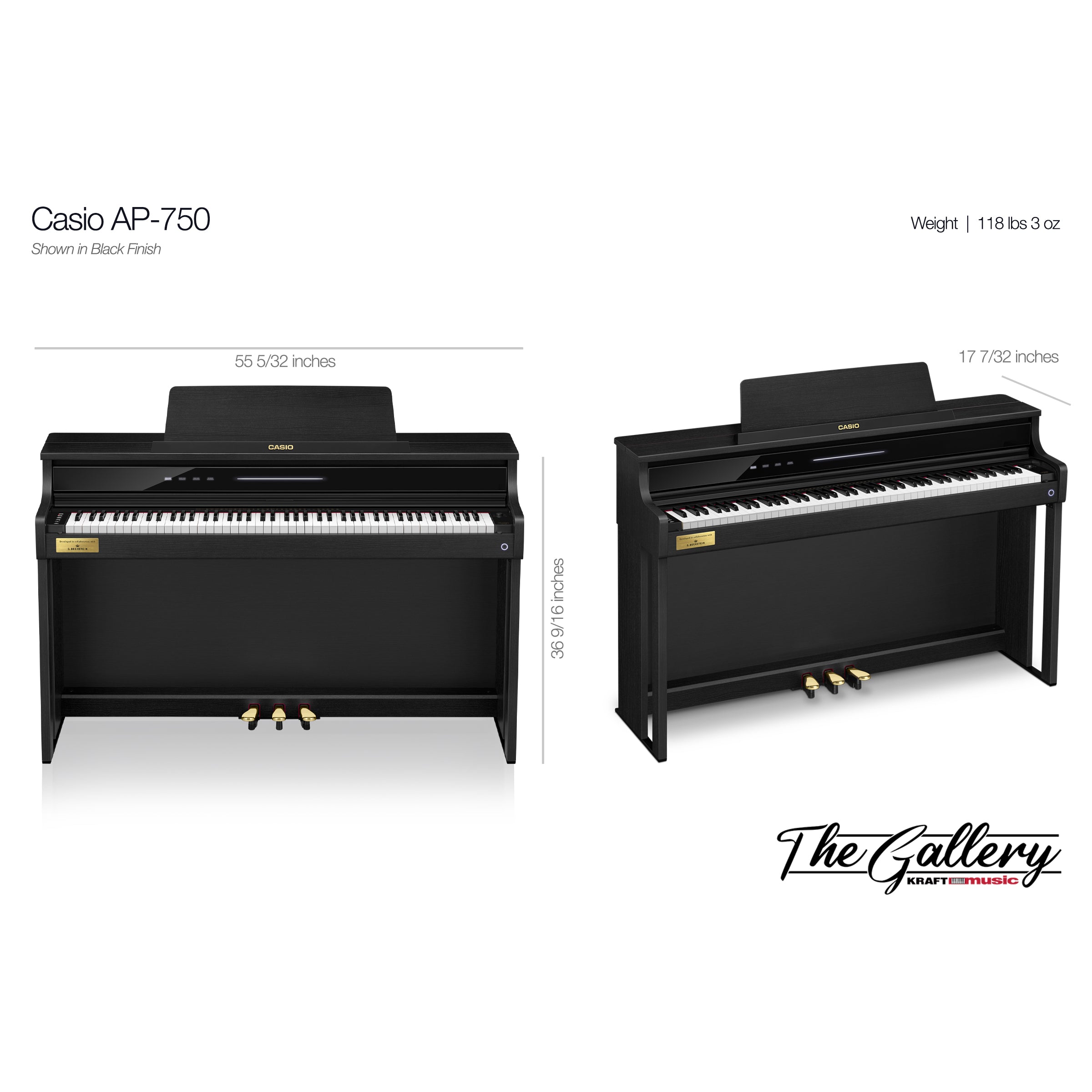 Casio Celviano AP-750 Digital Piano - Dimensions