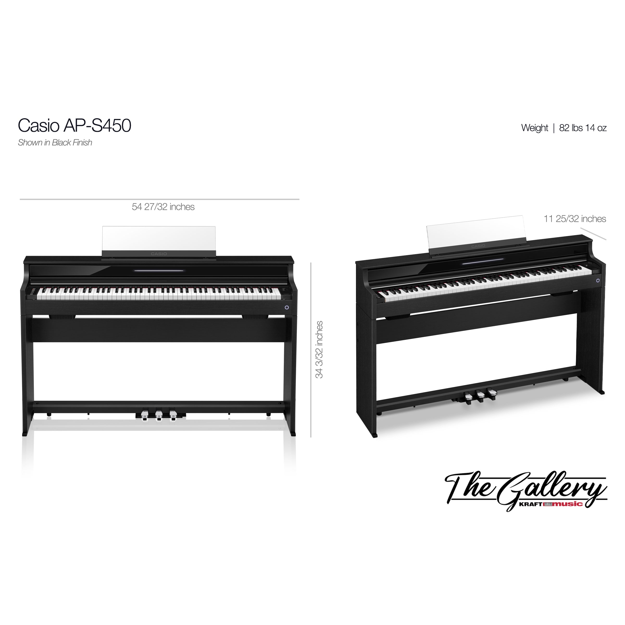 Casio Celviano AP-S450 Digital Piano - Dimensions