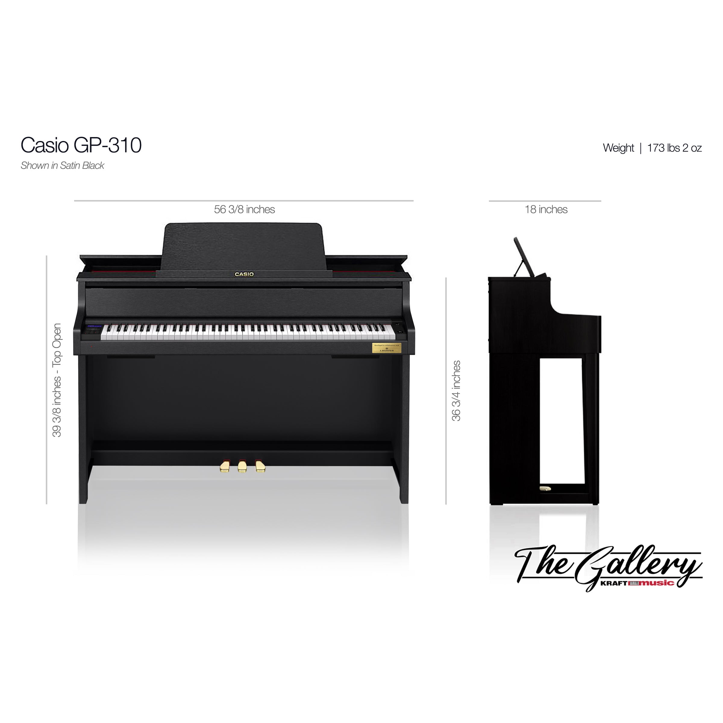 Casio Celviano Grand Hybrid GP-310 Digital Piano - Satin Black