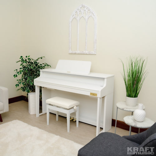 Casio Celviano Grand Hybrid GP-310 Digital Piano - Natural White Wood - Left angle with lid closed