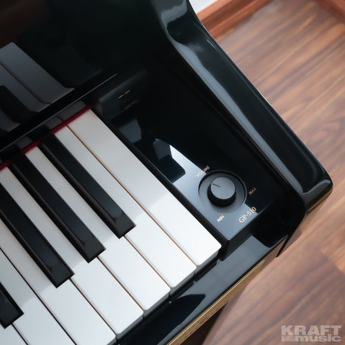 Casio Celviano Grand Hybrid GP-510 Digital Piano - Black Polish - Volume and power controls