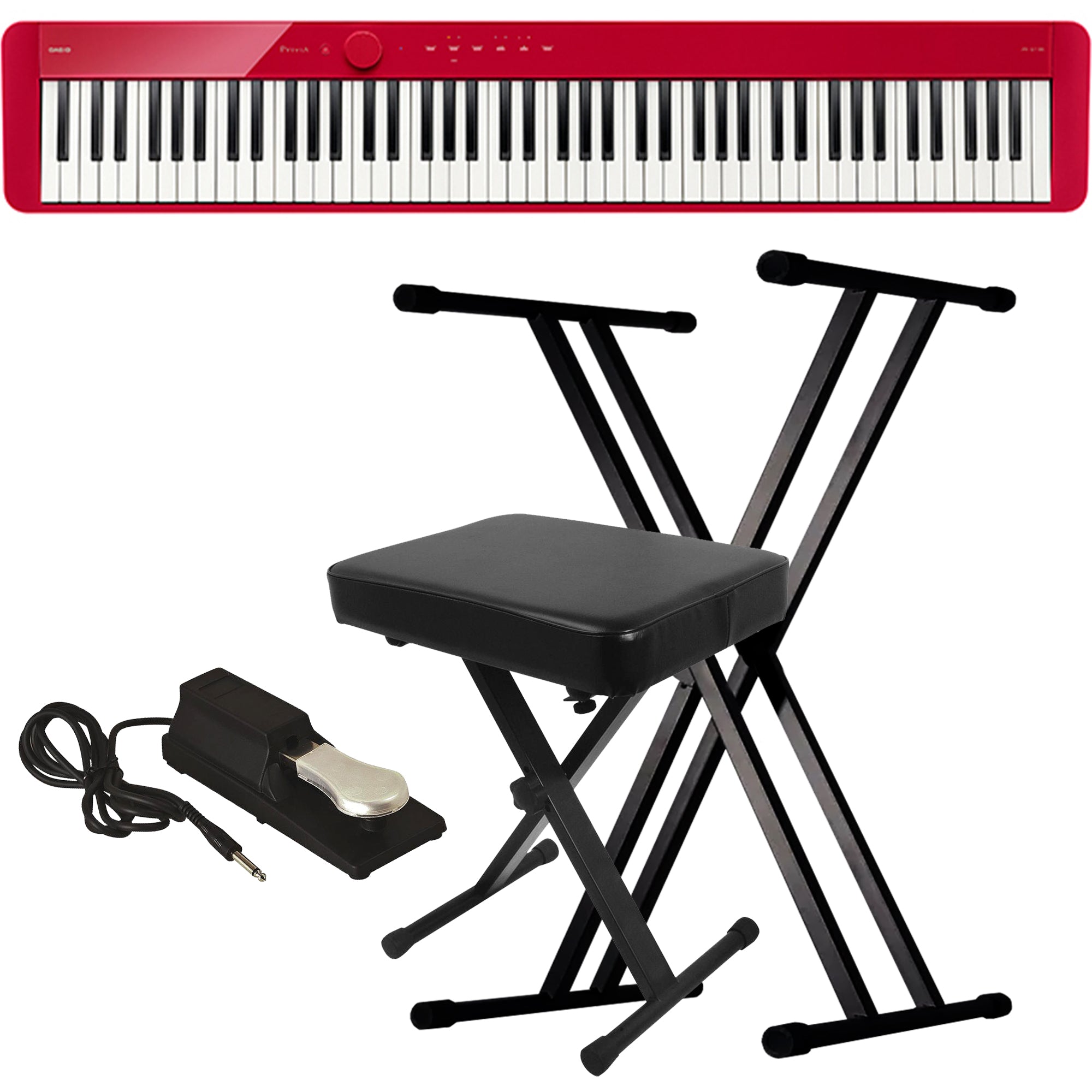 Casio Privia PX-S1100 Digital Piano - Red KEY ESSENTIALS BUNDLE 