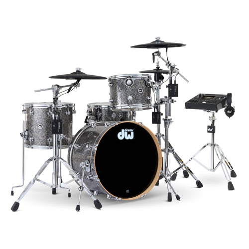 Drum Workshop DWe 4pc Kit with V51 Module and Roland Cymbals - Black Galaxy, View 1