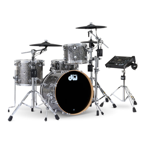 Drum Workshop DWe 4pc Kit with V51 Module and Roland Cymbals - Black Galaxy, view 1