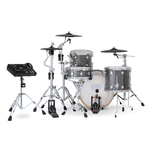 Drum Workshop DWe 4pc Kit with V51 Module and Roland Cymbals - Black Galaxy, view 2