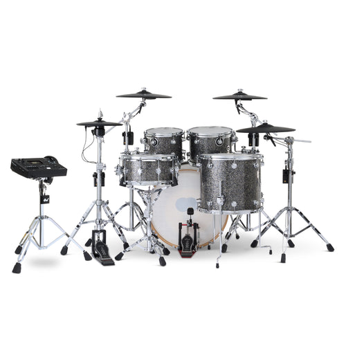 Drum Workshop DWe 5pc Kit with V51 Module and Roland Cymbals - Black Galaxy, View 2