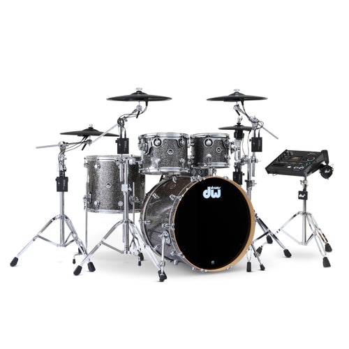 Drum Workshop DWe 5pc Kit with V71 Module and Roland Cymbals - Black Galaxy, View 1