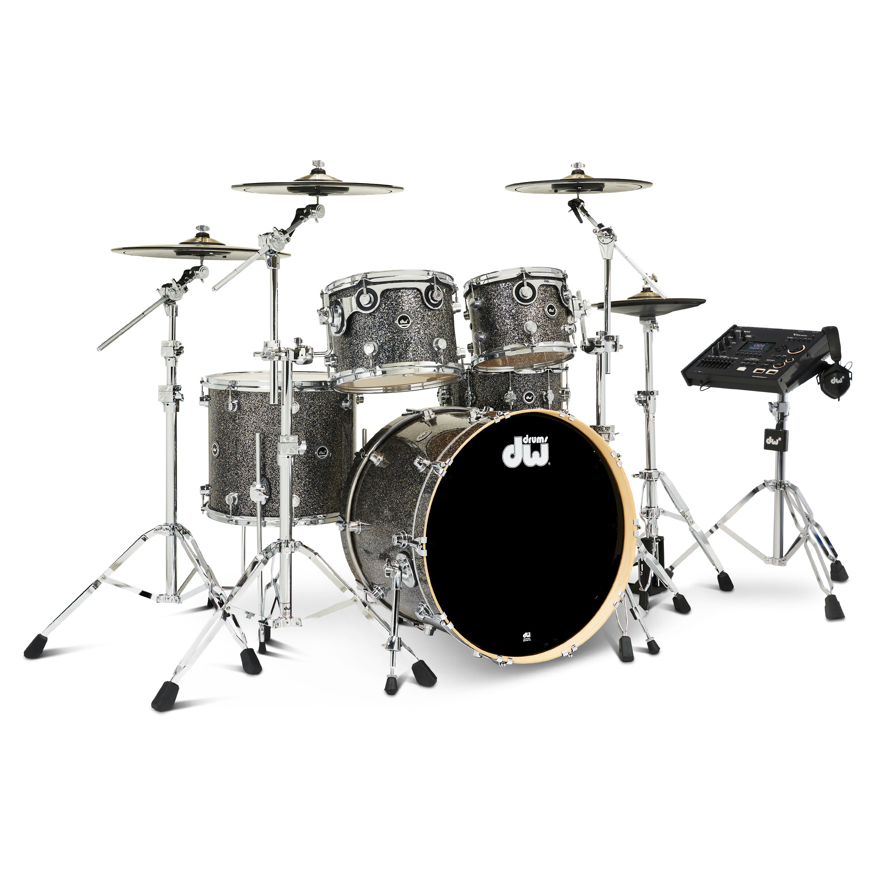 Drum Workshop DWe 5pc Kit with V71 Module and DWe Cymbals - Black