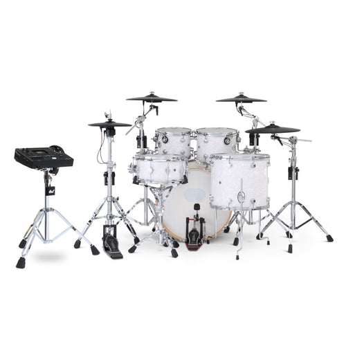 Drum Workshop DWe 5pc Kit with V51 Module and Roland Cymbals - White Marine Pearl, View 2