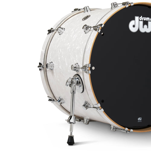 Floor tom in White Marine Pearl finish with chrome hardware, view 2
