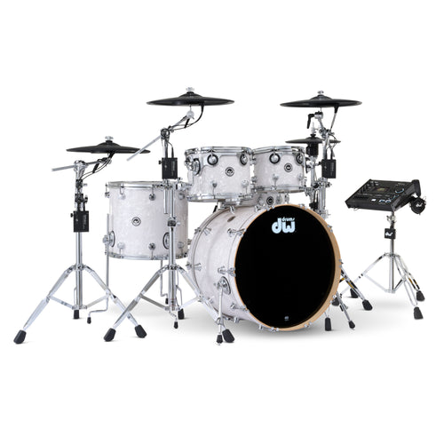 Drum Workshop DWe 5pc Kit with V71 Module and Roland Cymbals - White Marine Pearl, View 1