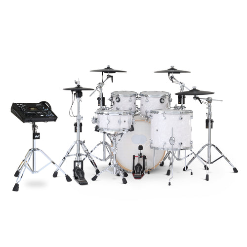 Drum Workshop DWe 5pc Kit with V71 Module and Roland Cymbals - White Marine Pearl, View 2