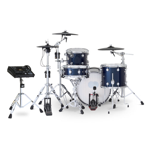 Drum Workshop DWe 4pc Kit with V71 Module and Roland Cymbals - Midnight Blue Metallic, View 2