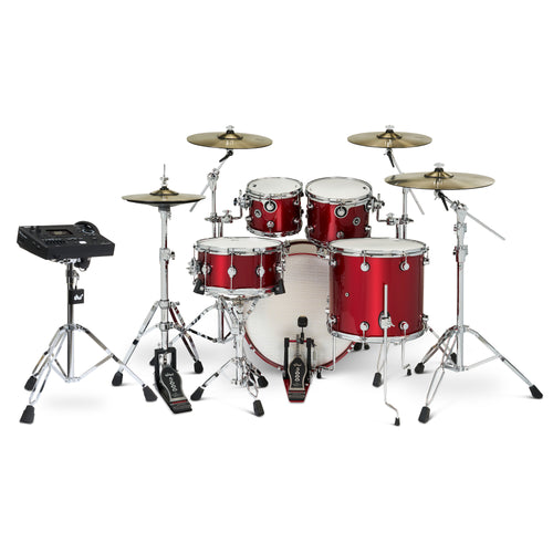 Drum Workshop DWe 5pc Kit with V51 Module and DWe Cymbals - Black Cherry Metallic, View 2