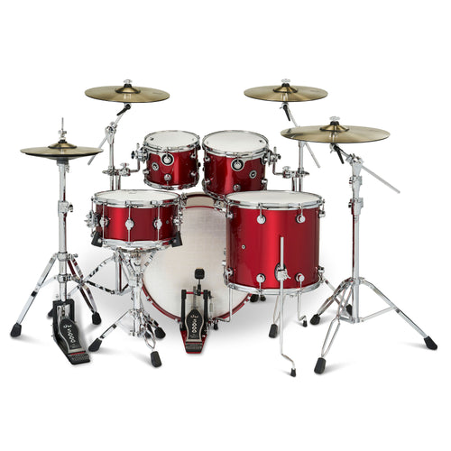 Drum Workshop DEKTLC05TBBCMCP DWe 5-Piece, Black Cherry Metallic COMPLETE DRUM KIT - View 1