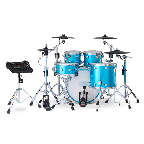 Drum Workshop DWe 5pc Kit with V71 Module and Roland Cymbals - Laser Blue Metallic, View 2