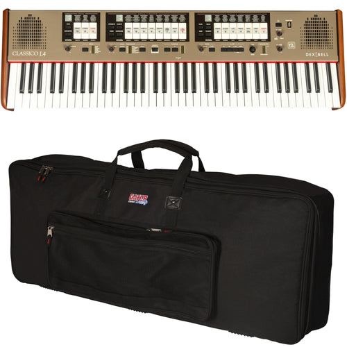 Collage of items included in Dexibell CLASSICO L4 76-Key Digital Organ CARRY BAG KIT
