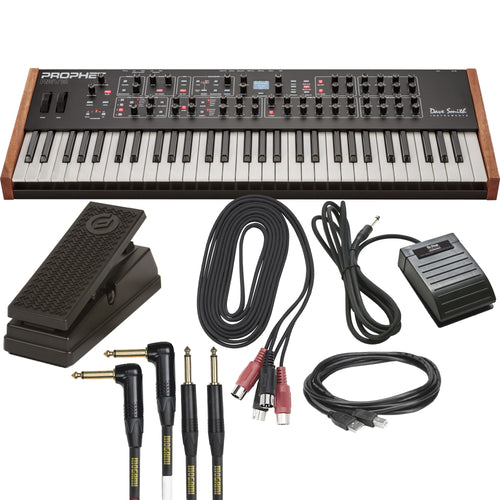 Collage of everything included in the Dave Smith Instruments Sequential Prophet Rev2 8-Voice Synthesizer CABLE KIT