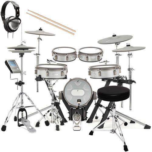 EFNOTE 3B Electronic Drum Set - White Sparkle DRUM ESSENTIALS BUNDLE