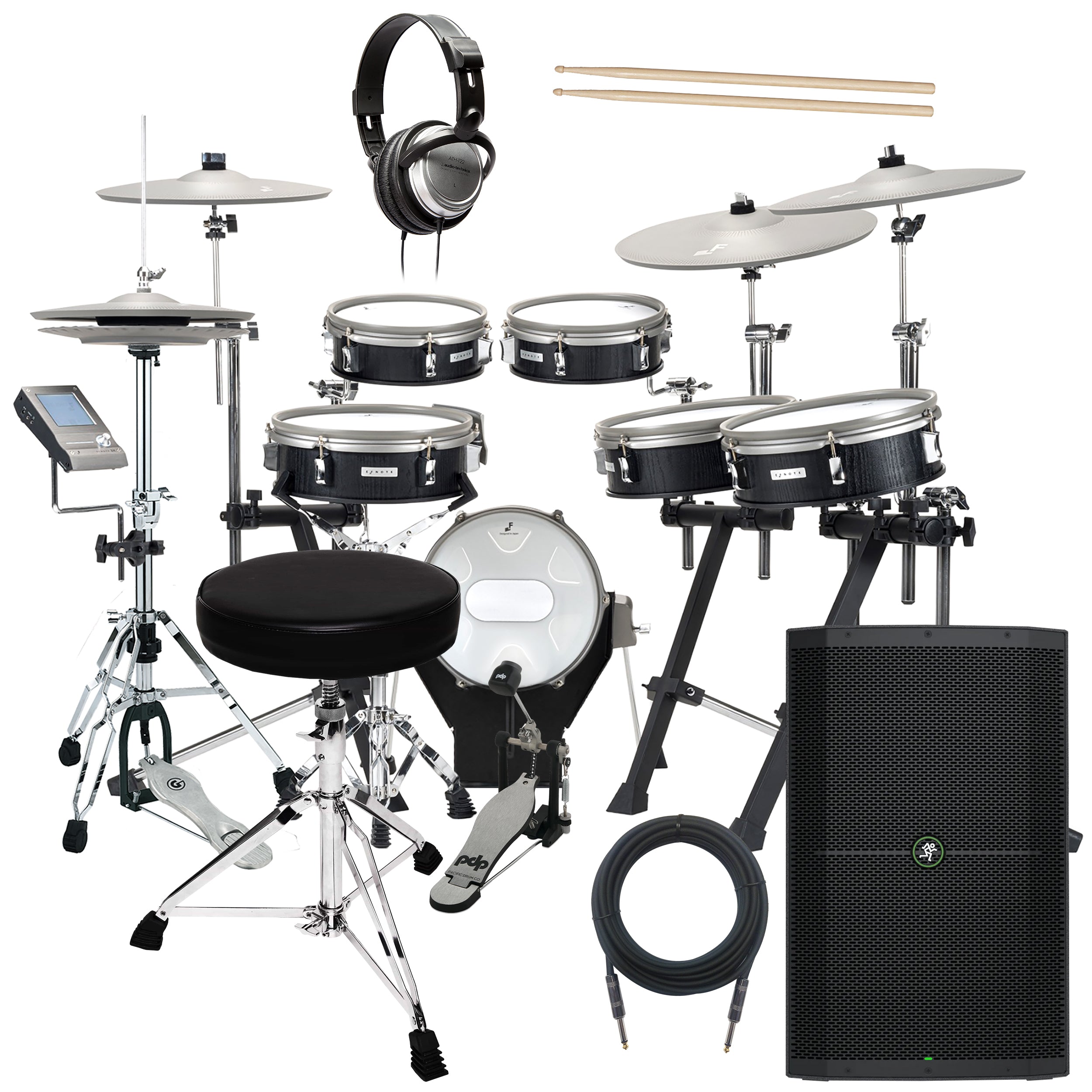 EFNOTE 3X Electronic Drum Set - Black Oak COMPLETE DRUM BUNDLE