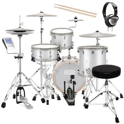 EFNOTE 5 Electronic Drum Set - White Sparkle DRUM ESSENTIALS BUNDLE