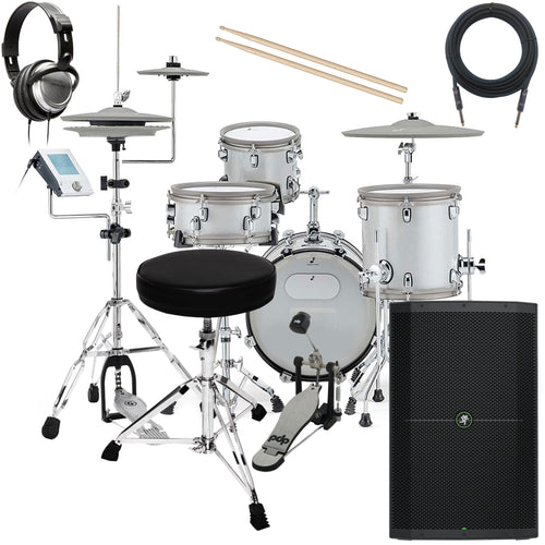 EFNOTE MINI Electronic Drum Set - White Sparkle COMPLETE DRUM BUNDLE