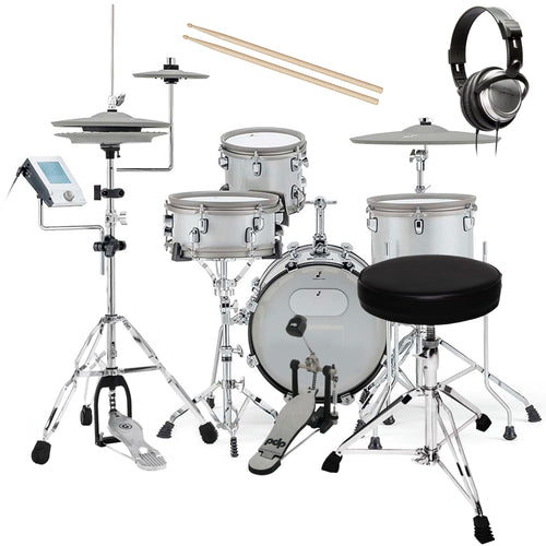 EFNOTE MINI Electronic Drum Set - White Sparkle DRUM ESSENTIALS BUNDLE
