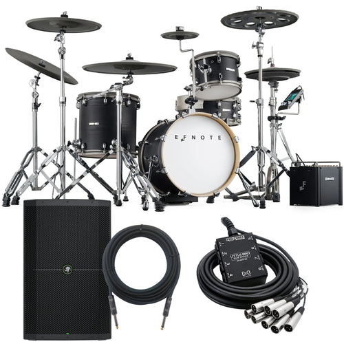Collage of items included in the EFNOTE PRO 500X Special Electronic Drum Kit MONITOR KIT