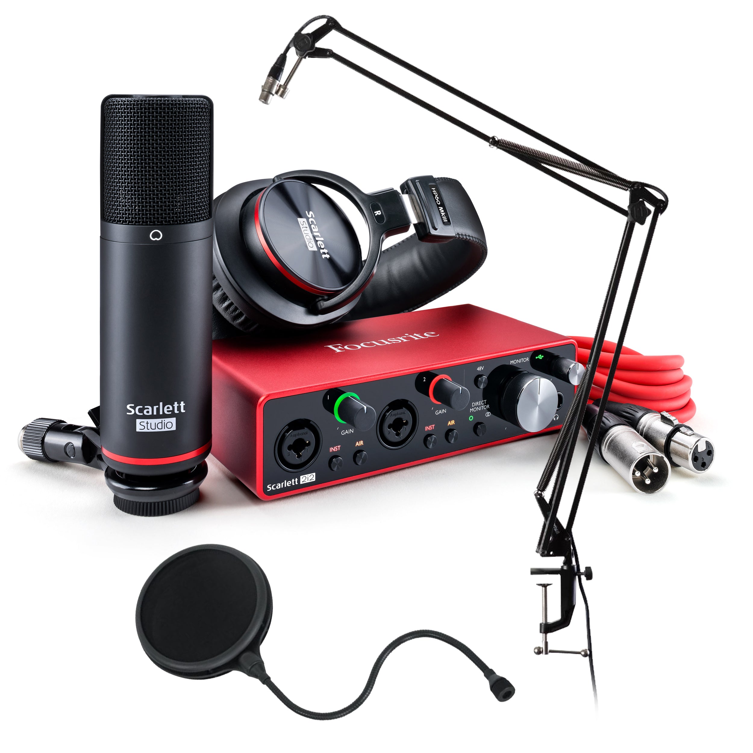 Focusrite Scarlett 2i2 Studio (3rd Gen) Recording Package PODCASTING P –  Kraft Music